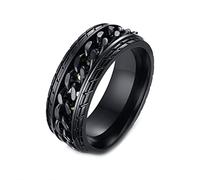 AMDXD Anxiety - Anello da uomo, 8 mm, in acciaio inox, anti-paura, per uomo, colore: argento/nero/oro/blu, Acciaio inossidabile, Senza zirconi