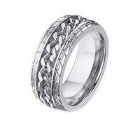 AMDXD Anxiety - Anello da uomo, 8 mm, in acciaio inox, anti-paura, per uomo, colore: argento/nero/oro/blu, Acciaio inossidabile, Senza zirconi