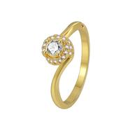 AMDXD Au375/585/750 - Anello dell'amicizia classico con moissanite taglio rotondo bianco, anello solitario con oro rubino 9 K/14 K/18 K, misura 47-65, Oro giallo 14 carati (585), Moissanite