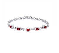 AMDXD Bracciale da donna 18 carati / oro bianco 750 con rubino da 1,2 ct e diamanti bracciali, regali personali, 21 cm, Oro bianco 18 carati, Rubino