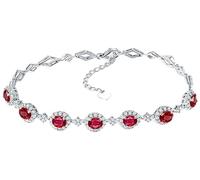 AMDXD Bracciale da donna bianco oro 750, regolabile con rombo rosso rubino 2,7 ct, come regalo per donne fidanzate, Oro bianco 18 carati, Rubino