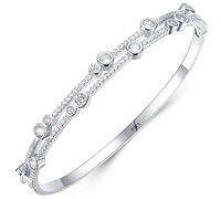 AMDXD Bracciale da donna in argento Sterling 925, forma rotonda, con zirconi bianchi, regalo di compleanno, per donne, mamma, fidanzata, moglie, senza nichel, argento