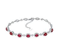 AMDXD Bracciale da donna in oro bianco 750, con rombo da 2,7 carati, in laboratorio, rubino con diamante, come regalo per donne, mamma, fidanzata, vera serie d'oro, oro bianco, oro