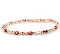 AMDXD Bracciale da donna in oro rosa 18 carati, con osso rosso rubino 2 ct, come regalo per fidanzata, Oro rosa 18 carati, Rubino