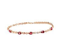 AMDXD Bracciale da donna in oro rosa 750, 2 carati, da laboratorio, rubino con diamante, come regalo per donne, fidanzata, vera serie d'oro, oro rosa, oro