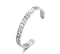 AMDXD Bracciale in acciaio inox, bracciale Taoist Taiyi Golden Light Mantra Opening per donne e uomini, argento, acciaio inox, Senza zirconi