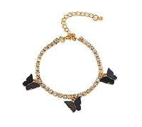 AMDXD Cavigliera da spiaggia, cavigliera a farfalla, per donne estive, 21 cm, Placcato oro, Zirconia cubica