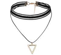 AMDXD Choker - Collana girocollo a triangolo cavo, in velluto, con colletto elasticizzato, 32,5 + 5,4 cm, Acciaio inossidabile, Senza zirconi