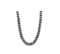 AMDXD Collana a maglia barbazzale, placcata oro, da uomo, in metallo, vintage, larghezza 13 mm, lunghezza 50-75 cm, collana in acciaio inox, senza ciondolo con zirconi Hip Hop Punk per uomini, Argento