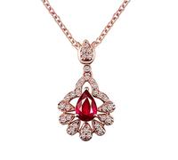 AMDXD Collana da donna con ciondolo in oro rosa 18 carati 750, con ciondolo a forma di goccia, per donne da 0,56 carati, in laboratorio, rubino con diamante, regalo per San Valentino, vera serie oro
