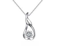 AMDXD Collana da donna con ciondolo in PT950 con diamante da 0,06 ct in oro da donna, in argento, coppia di regali