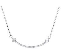 AMDXD Collana da donna in argento 925, con ciondolo a forma di sorriso, con zirconi bianchi, come regalo per donne, mamma, fidanzata, senza nichel, argento