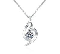 AMDXD Collana da donna in oro bianco 18 carati, Au750, gioiello alla moda, gioiello in vero oro, con petali e diamanti creati in laboratorio, in oro 18 carati, 45 + 5 cm