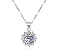 AMDXD Collana da donna in oro bianco 18 carati, collana da donna con diamanti creati Au750, in vero oro, 45 + 5 cm, Oro bianco 18 carati (750), Laboratorio Creato Diamante