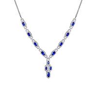 AMDXD Collana da donna in oro bianco 750 18 carati, da donna, in vero oro 5,6 carati, con zaffiro e diamante, come regalo per donne, mamma, fidanzata, vera serie d'oro, blu argento