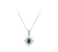 AMDXD Collana da donna in oro bianco 9 K/14 K/18 K, con ciondolo, vera collana da donna con fiori classici con laboratorio, realizzata con smeraldo verde smeraldo, catena donna moissanite oro bianco