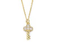 AMDXD Collana da donna in oro giallo 9 K/14 K/18 carati, in stile vintage, in vero oro, con chiave di laboratorio, realizzata con diamanti taglio rotondo, bianco, collane da donna in oro Au375/585/750