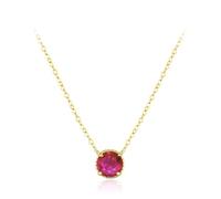 AMDXD Collana da donna in oro giallo Au375/585/750, con ciondolo classico realizzato con laboratorio, rubino taglio rotondo rosso, collana da donna 9 K/14 K/18 K, 40 + 5 cm, Oro giallo 18 carati (750