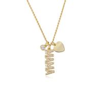 AMDXD Collana da donna in oro giallo Au375/585/750 con ciondolo in vero oro, collana da donna con ciondolo a forma di lettera MAMA, cuore con moissanite taglio rotondo bianco, collana da donna 9 K/14