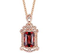 AMDXD Collana da donna in oro rosa 18 carati, con ciondolo con tormalina rossa 3,6 ct, regalo per la festa della mamma, San Valentino, compleanno, Natale, oro rosa