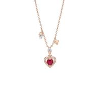 AMDXD Collana da donna in stile Liberty, in oro rosa, Au375/585/750, con ciondolo a forma di cuore di pesca, in laboratorio, con cuore di rubino e cuore rosso, collana da donna in moissanite 9 K/14 K