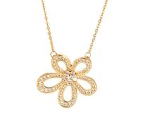 AMDXD Collana da donna in vero oro 18 carati 750, con fiori vuoti e diamanti creati in laboratorio, collana da donna in oro giallo Au750, 45 + 5 cm