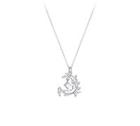 AMDXD Collana da donna in vero oro 9 K/14 K/18 K, con ciondolo a forma di stella di grano, con pietra di luna, rotonda, bianca, da donna con moissanite in oro bianco Au 375/585/750, 40 + 5 cm, Oro