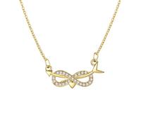 AMDXD Collana da donna in vero oro Au585 14 K, con simbolo dell'infinito, con ciondolo a forma di cuore, con laboratorio, con diamanti creati, in oro giallo 585, 45 + 5 cm
