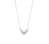 AMDXD Collana da donna in vero oro bianco 9 K/14 K/18 K, ciondolo a forma di cuore con nodo a goccia di moissanite bianco, collana da donna Au 375/585/750, in oro bianco, 40 + 5 cm, Oro bianco 9