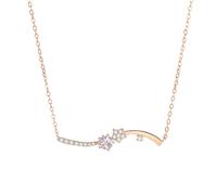 AMDXD Collana da donna in vero oro rosa Au375/585/750, con ciondolo a forma di meteorite con stella di moissanite bianca, 9 K/14 K/18 K, oro rosa, 40 + 5 cm, Oro rosa 18 carati (750), Moissanite