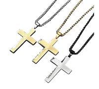 AMDXD Collana da uomo in acciaio inox, ciondolo a forma di croce Gesù religione con Bibbia, per uomini e donne, stile 1, Acciaio inossidabile, Senza zirconi