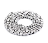 AMDXD Collana veneziana, placcata in oro, da uomo, in metallo, collo largo 5,5 mm, lunghezza 45-90 cm, collana dell'amicizia con zirconi punk, Argento, Zirconia cubica