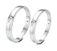 AMDXD Coppia di anelli per donne e uomini S925, colore argento, opaco regolabile, incisione I Love You coppie, anello in argento, regalo di 2 anni (regolabile), Argento sterling, Zirconia cubica