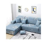 AMDXD Copridivano 3 Posti+4 Posti, Blu Fiori Ramo Elasticizzato Antiscivolo Copridivano Protezione mobili con Elastico per Soggiorno in Poliestere, Antiscivolo Elastico, Fiori Blu Ramo