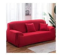 AMDXD Copridivano a 3 posti, tinta unita, elasticizzato, adatto per divano da 1/2/3/4 e divano ad angolo, in poliestere, antiscivolo, elastico, rosso