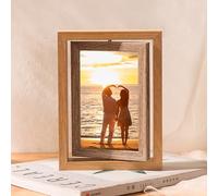 AMDXD Cornice portafoto formato A4, da tavolo, girevole su entrambi i lati, orizzontale e verticale, rettangolare, cornice in legno MDF, dimensioni foto 21 x 30 cm