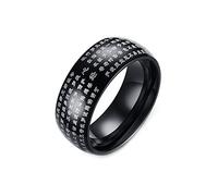 AMDXD Fedi nuziali da 8 mm, anelli da donna in acciaio inox, parole cinesi per uomini, argento/nero/oro, Acciaio inossidabile, Senza zirconi