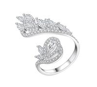 AMDXD Fedi nuziali in oro bianco 375, con fiori cavi, con taglio a goccia di moissanite, 9 K, misura 47-65, Oro bianco 9 carati (375), Moissanite