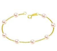 AmDxD Gioielli in vero oro 18 carati 750, cavigliera con perle per donne, gioielli per piedi, oro, regalo di San Valentino, Oro giallo 18 carati (750), Senza zirconi