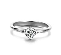 AmDxD Gioielli in vero oro, anelli di fidanzamento in oro bianco 750 18 carati, con 4 artigli, 0,3 CT/0,5 CT, anello di fiducia per mamma e amore, anallergico, lucidato, Oro bianco 18 carati, Diamante