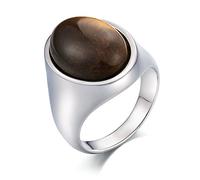 AMDXD Gioielli Uomo Acciaio Inossidabile Anello Promessa Ovale Cubic Zirconia Argento Marrone Anello Dimensione 15