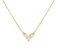 AMDXD Gold Au375/585/750, collana da donna delicata in vero oro, ciondolo classico con moissanite taglio rotondo bianco, collane da donna 9 K/14 K/18 carati, oro giallo, 40 + 5 cm, Oro giallo 18