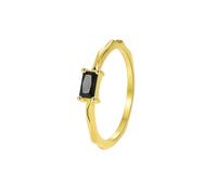 AMDXD Gold Au375/585/750 - Coppia di anelli delicati con agata taglio rettangolare nero, per matrimonio in oro giallo 9 K/14 K/18 carati, misura 47 - 65, Oro giallo 18 carati (750), Agata