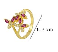AMDXD Gold Au375/585/750 - Fedi nuziali in vera gioielleria, con farfalla con laboratorio, con rubino taglio marquise, rosa rossa, con moissanite 9 K/14 K/18 carati, oro giallo, misura 47-65, Oro