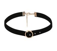 AMDXD Gothic Choker - Collare da donna, cerchio, collana punk, in velluto, con spicchi di roccia, per cosplayer, colore nero, oro, 32 + 6,6 cm, Acciaio inossidabile, Senza zirconi