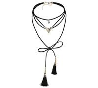 AMDXD Gothic Choker - Collare da donna con lettera V, collana punk, in velluto, con spicchi rock, 33,6 cm, Acciaio inossidabile, Senza zirconi