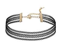 AMDXD Gothic Choker - Collare da donna, rotondo, motivo punk, con spicchi rock, per cosplayer, nero, 31 cm, Acciaio inossidabile, Senza zirconi