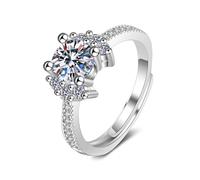 AMDXD Nastro da sposa in oro bianco 375, con 4 foglie, per coppia di anelli con laboratorio, con diamanti 9 K, misura 47-65, Oro bianco 9 carati (375), Laboratorio Creato Diamante