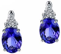 AMDXD Orecchini da bambina in oro bianco 18 carati, eleganti orecchini da donna con tanzanite blu 4,6 ct, regalo per San Valentino, compleanno, Natale, bianco oro