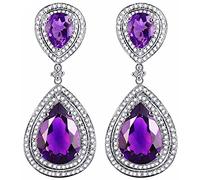 AMDXD Orecchini da bambina in oro bianco 750, eleganti orecchini da donna con ametista viola 10,6 ct, regalo per donne, moglie, mamma, fidanzata, bianco oro